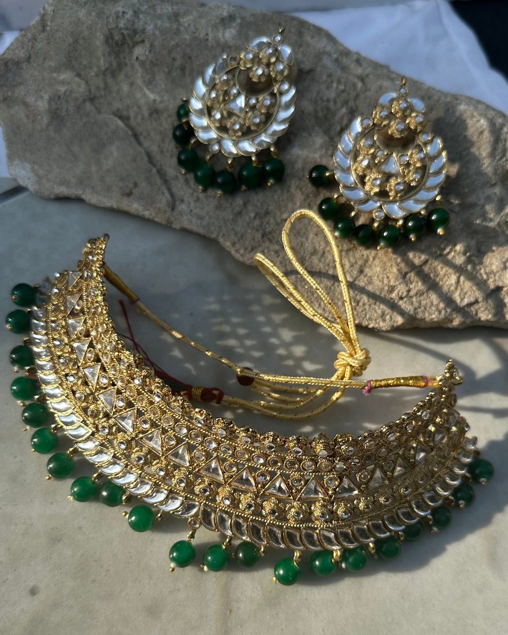 Dark Green Choker Necklace set