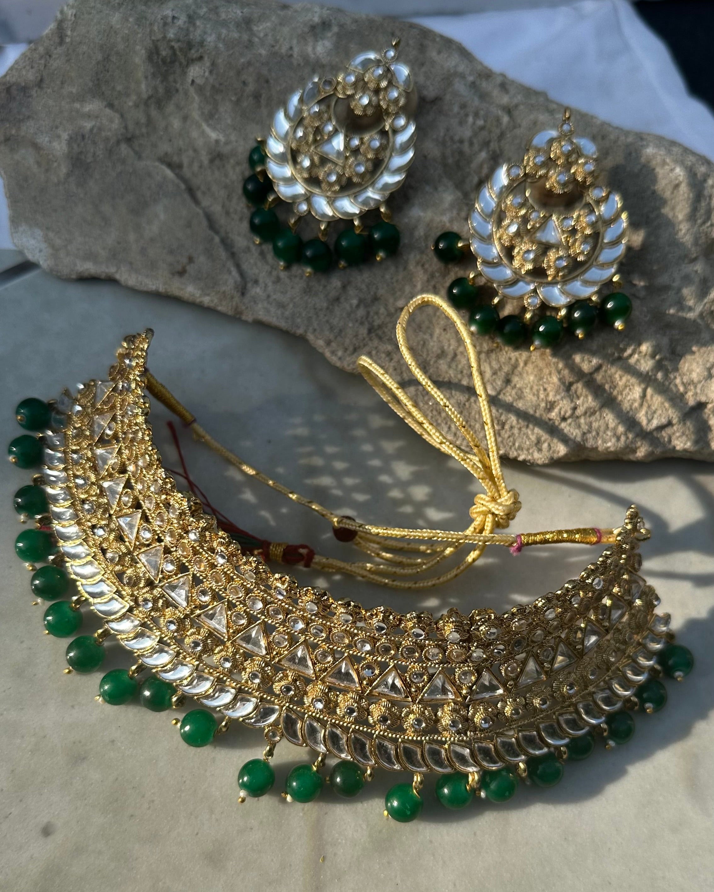 Dark Green Choker Necklace set