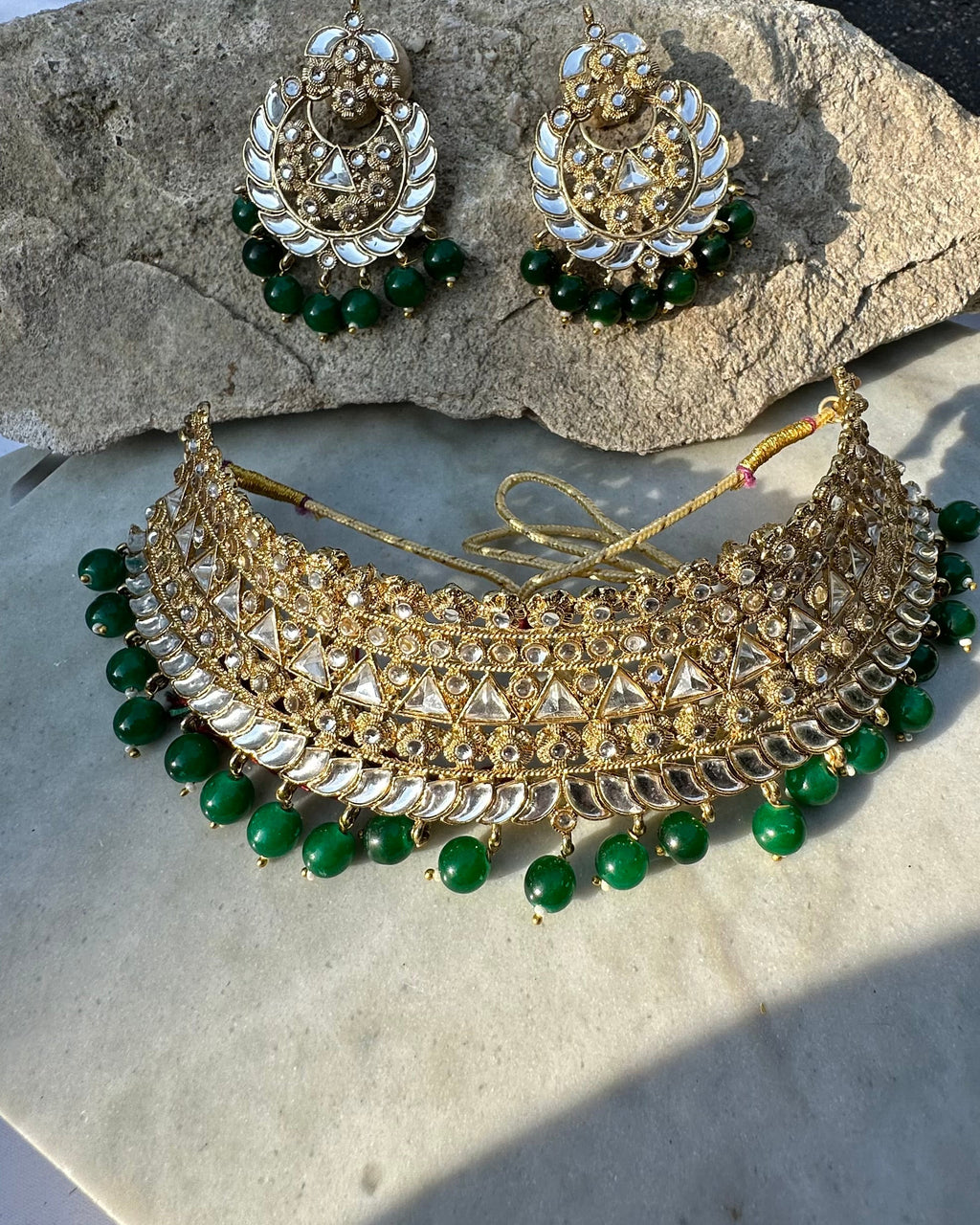 Dark Green Choker Necklace set