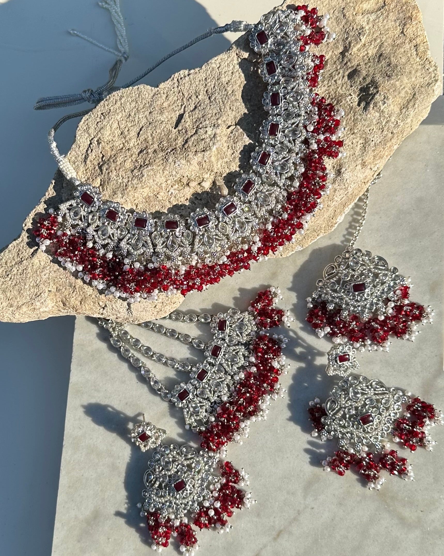 Burgundy Chand Bridal Set
