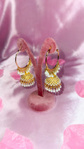 Golden Pearl Jhumka Hoops
