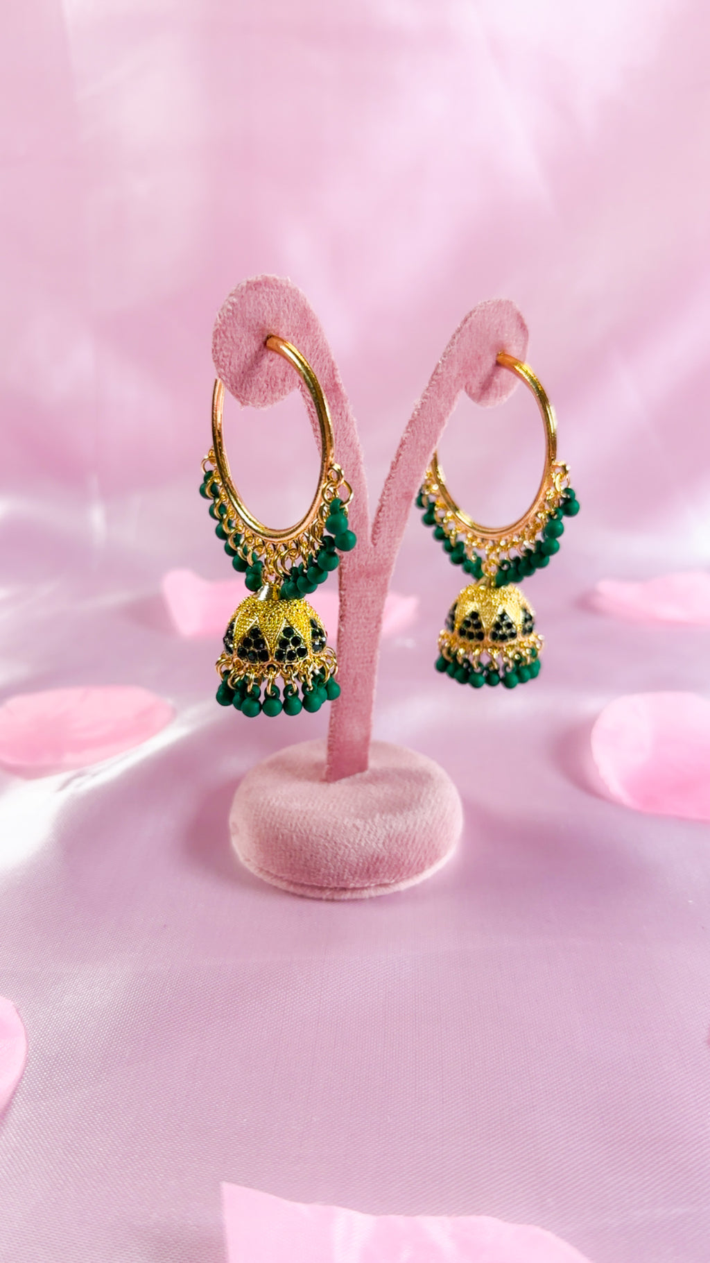 Green Jhumki Hoops