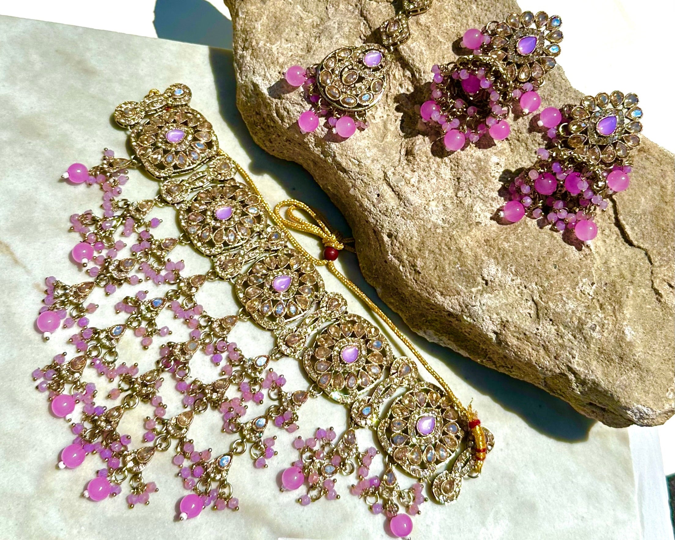 Lilac Waterfall Necklace Set