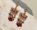 Maroon Crescent Jhumka Earrings