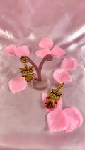 Maroon Crescent Jhumka Earrings