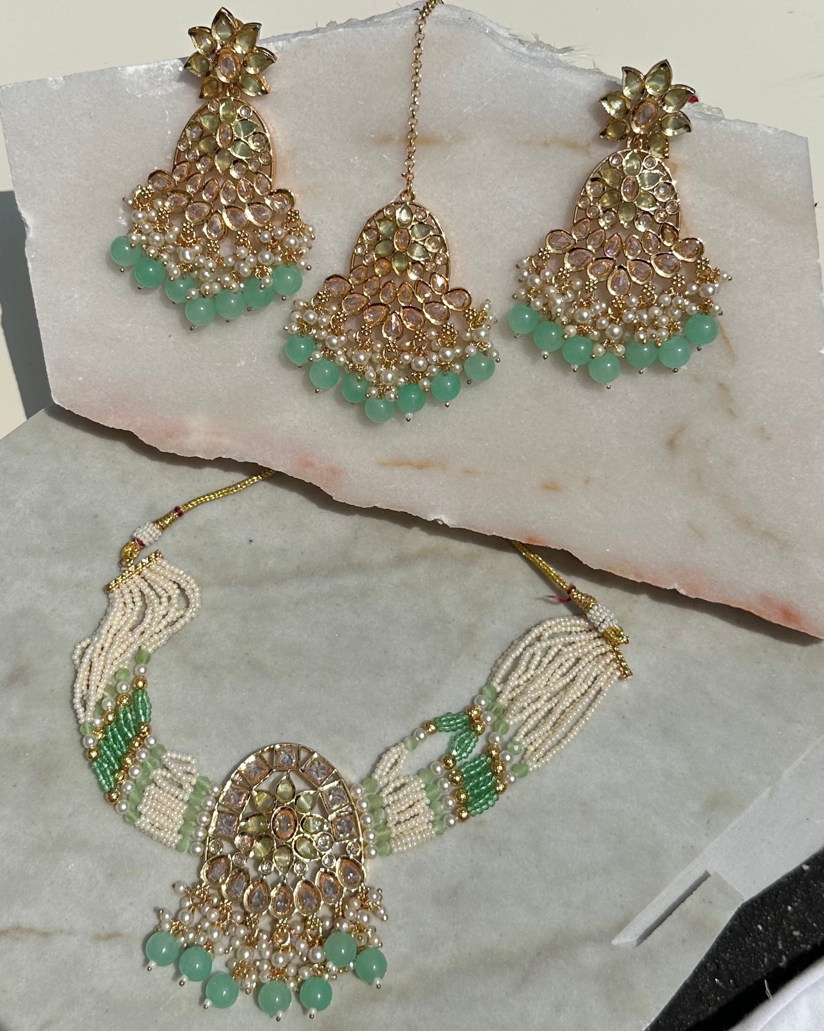 Mint Green Kundan Set