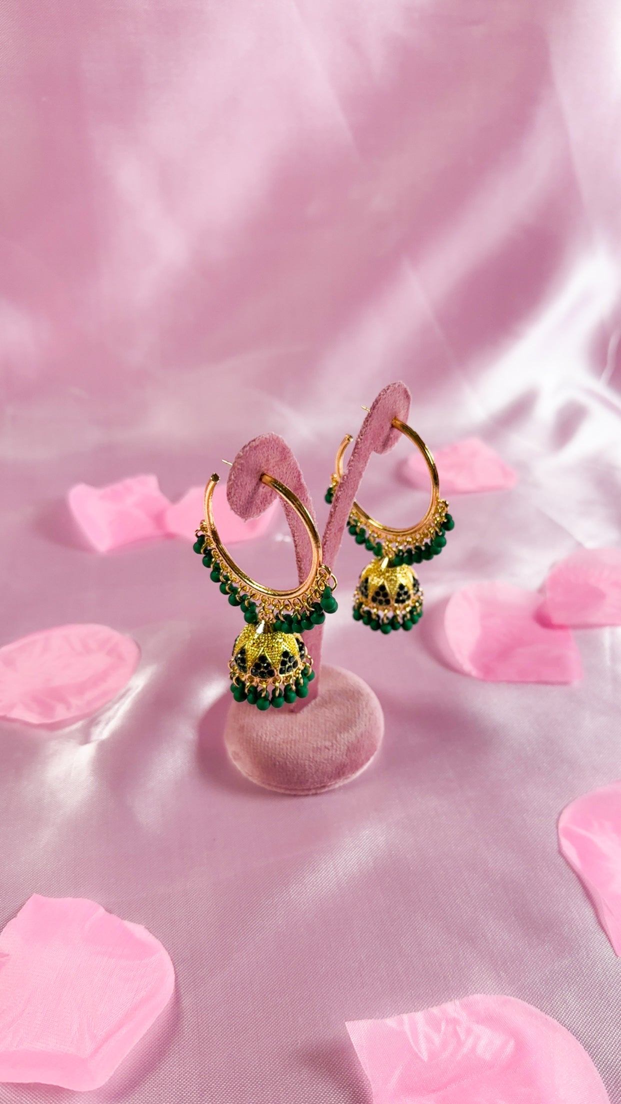 Green Jhumki Hoops