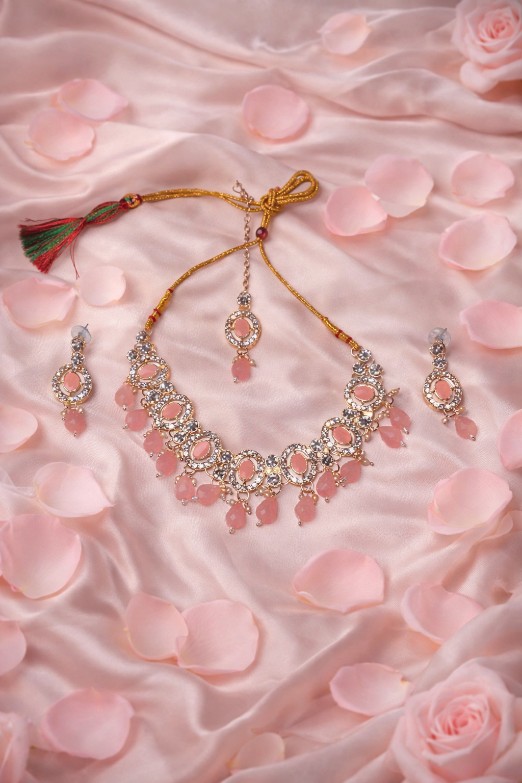 Pink Choker Necklace Set